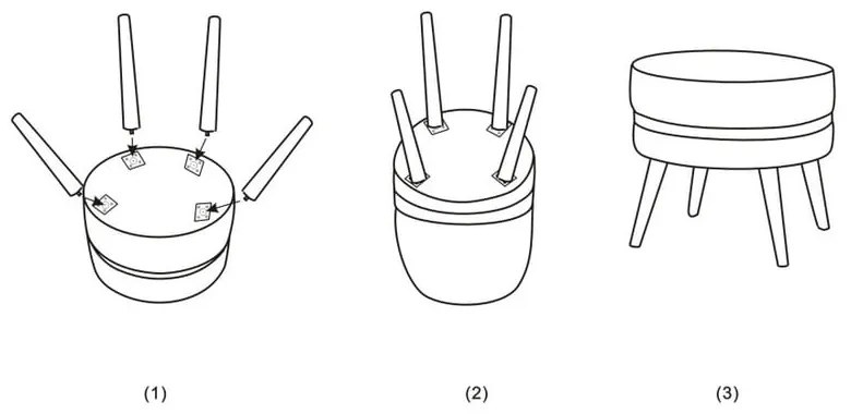 Черна табуретка с тапицерия Paris, ⌀ 35 cm - Mauro Ferretti