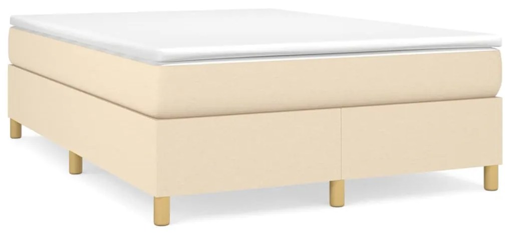 3120958 vidaXL Рамка за легло с пружини, кремава, 140x190 см, плат