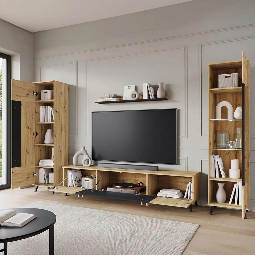 Секция за хол Helsinki II-Дърво-Черен