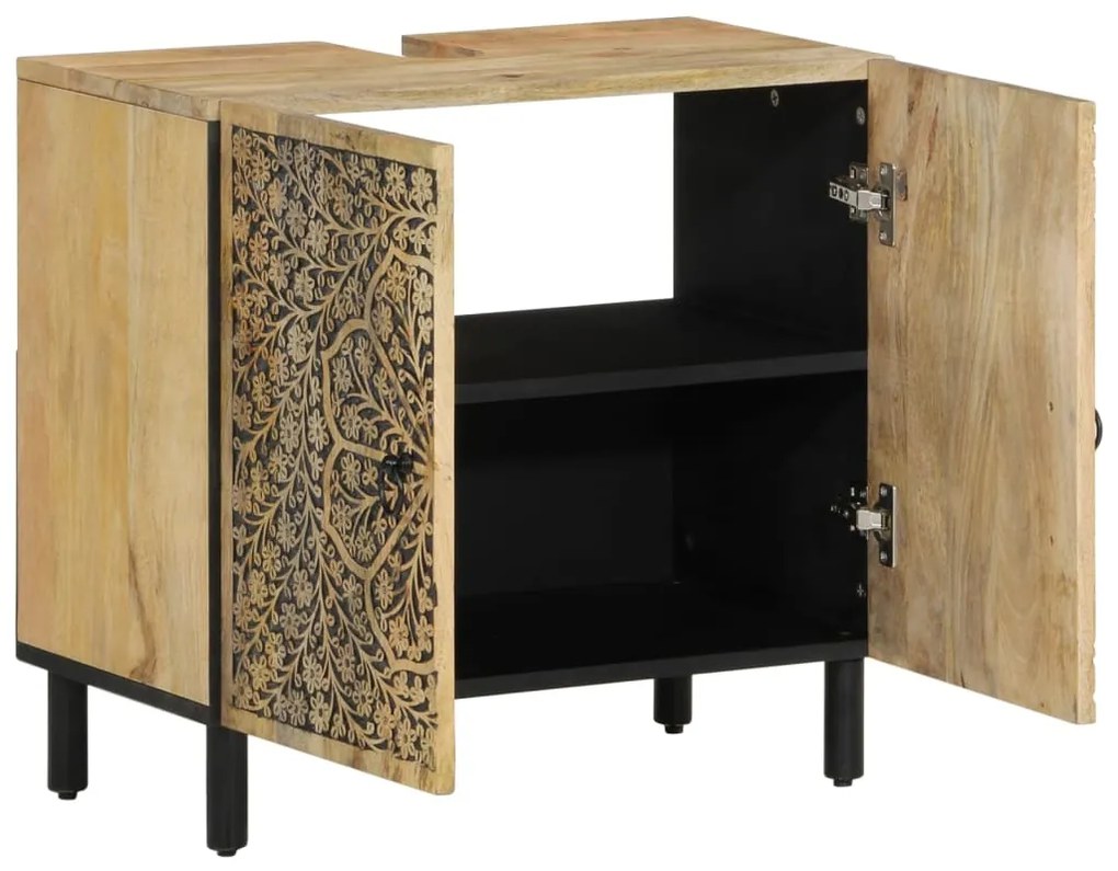 358231 vidaXL Шкаф за баня 62x33x58 см масивно мангово дърво