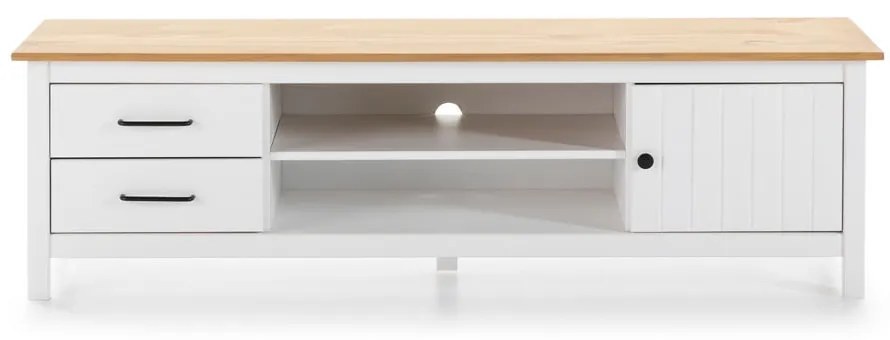 Бяла маса за телевизор от масивен бор 158x47 cm Miranda – Marckeric