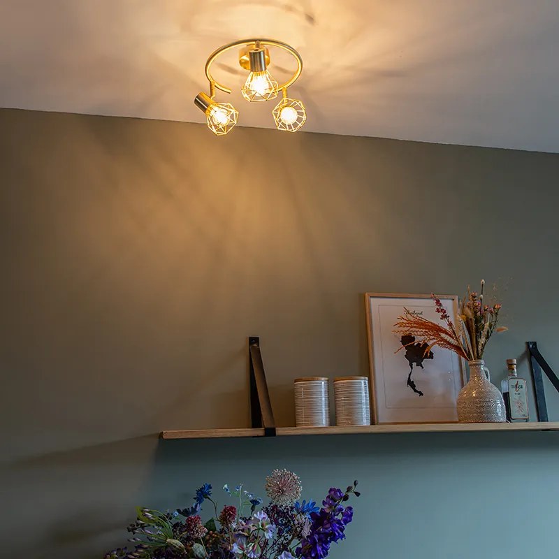 Смарт LED прожектор месингов въртящ се и накланящ се вкл. 3 Wifi P45 - Mosh