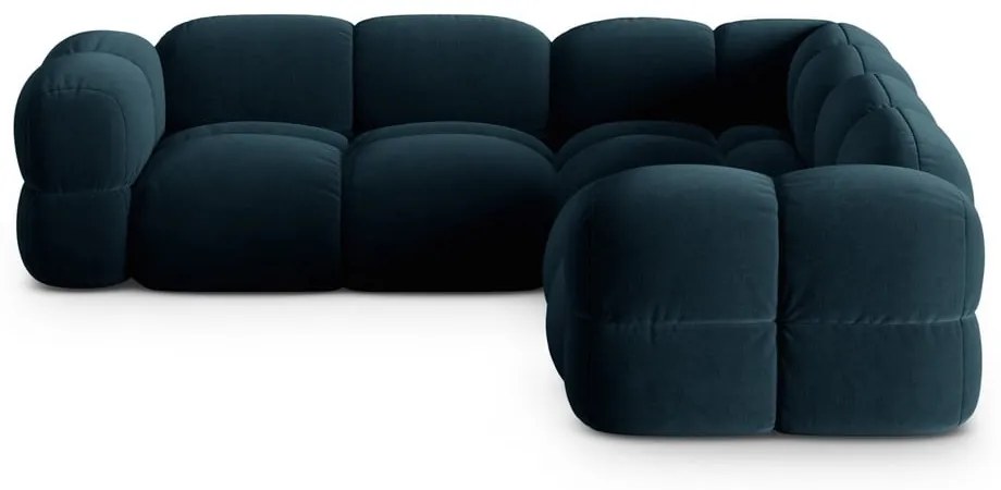 Тъмносин кадифен ъглов диван Loretto – Cosmopolitan Design