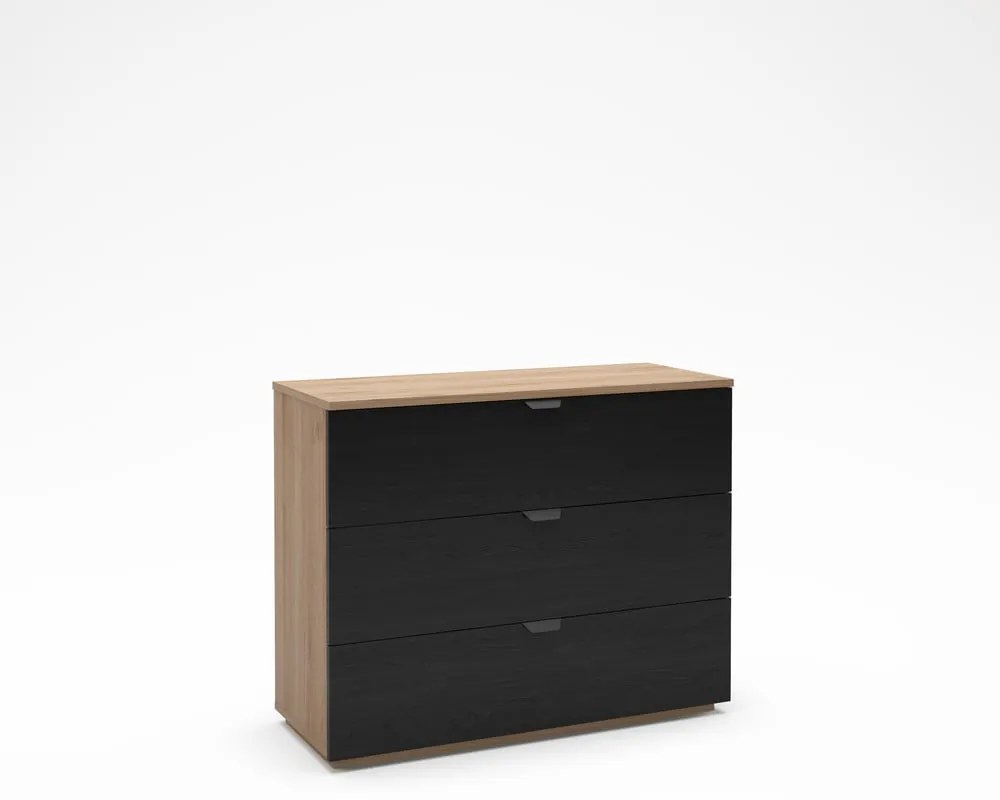 Черно-естествен скрин от декор от дъб 100x80x40 cm Dennis – Marckeric