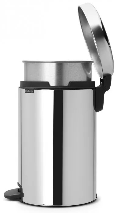 Кош за боклук с педал Brabantia NewIcon 649033, 12 л, Плавно затваряне, Противоплъзгаща основа, Метална вътрешна кофа, Инокс