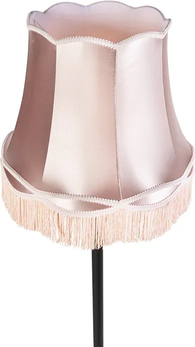 Подова лампа черна с абажур „баба“ розов - Classico