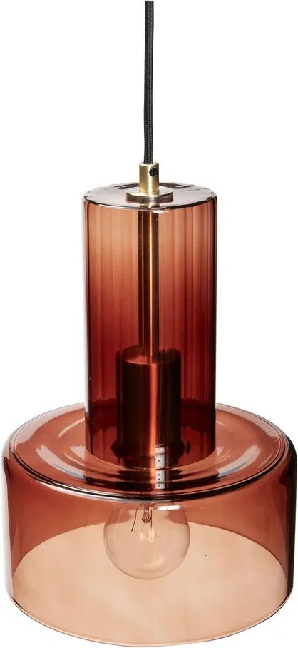 Кафяво затъмняващо се висящо осветително тяло със стъклен абажур ø 20 cm Ripple – Hübsch