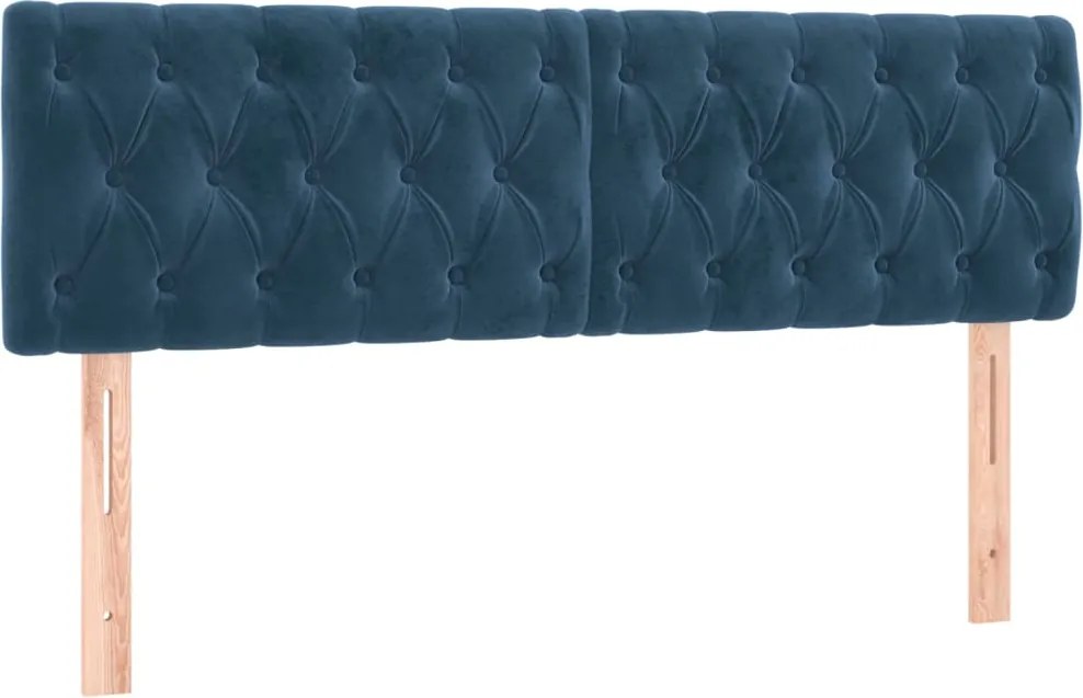 346352 vidaXL Горни табли за легло, 2 бр, тъмносиня, 72x7x78/88 см, кадифе