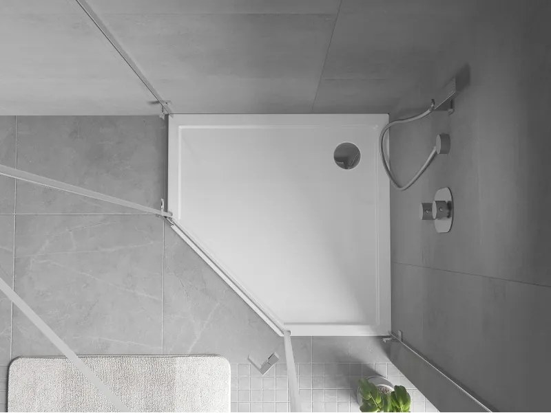 Mexen Flow петостенен ултратънък душ корито 80 x 80 cm, бял гланц - 46P108080