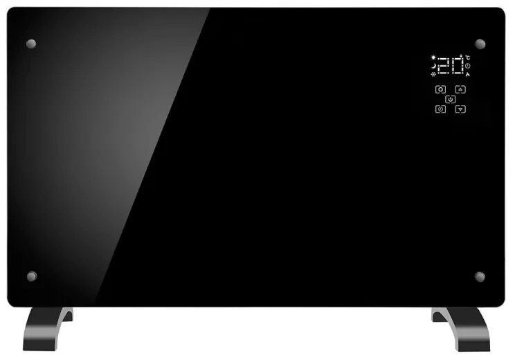 Конвекторна печка Elite GHD-20, 2000W, Стъклен панел, LED дисплей, Електронен сензорен термостат Тайнмер, Черен