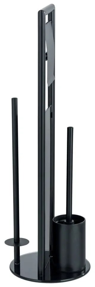 Черна поставка за тоалетна хартия стойка с четка от неръждаема стомана Ravina – Wenko