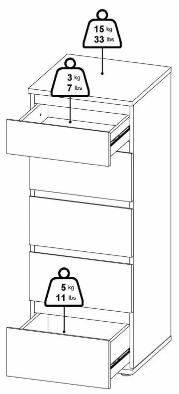 Бял висок скрин 40x107 cm Nova – Tvilum