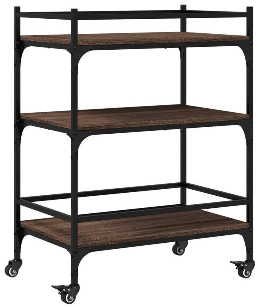 842400 vidaXL Кухненска количка, кафяв дъб, 65x40x86,5 см, инженерно дърво