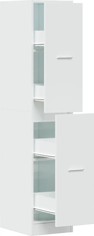 855529 vidaXL Шкаф органайзер, бял гланц, 30x41x144,5 см, инженерно дърво