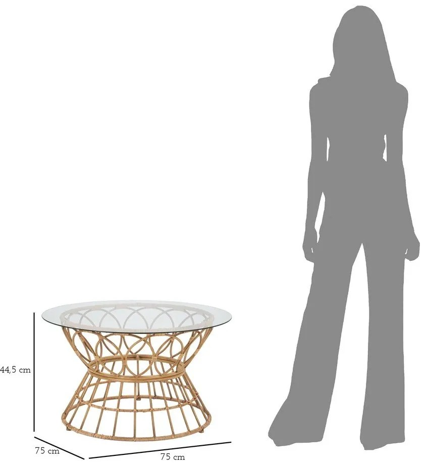 Кръгла масичка за кафе със стъклен плот в естествен цвят ø 75 cm Panama - Mauro Ferretti