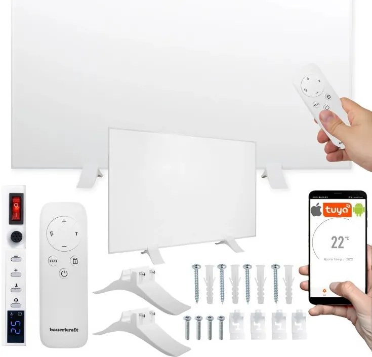 Инфрачервен нагревател 600 W - FIR лъчист отоплителен панел с WiFi, 60 × 100 cm