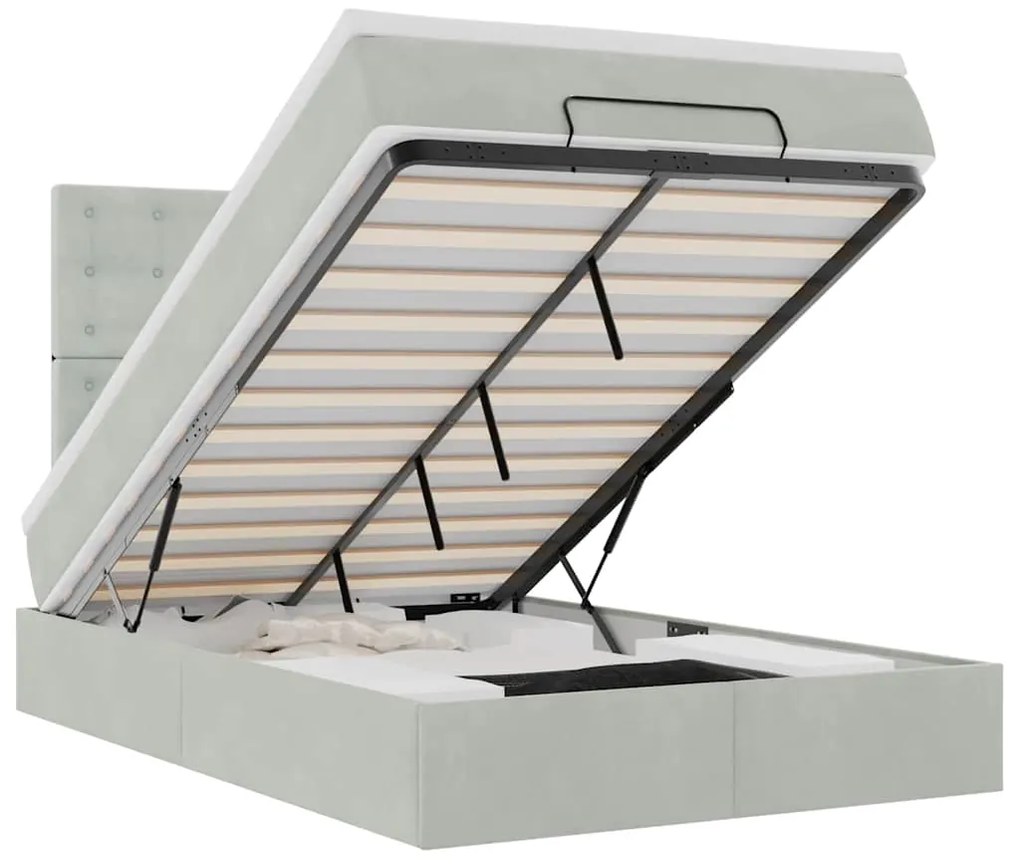 3314450 vidaXL Османска легло с матраци и LED, светлосиво, 120x190 см, кадифе