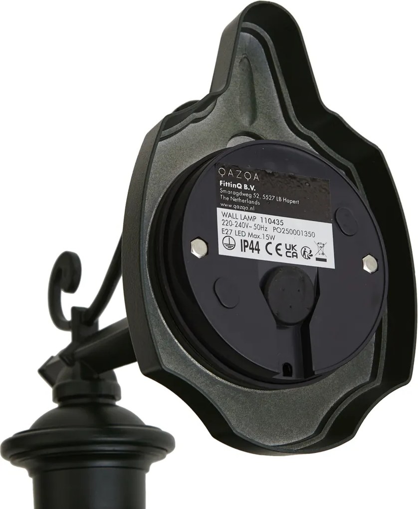 Класическа външна стенна лампа тъмнозелена с прозрачно стъкло - Genoa