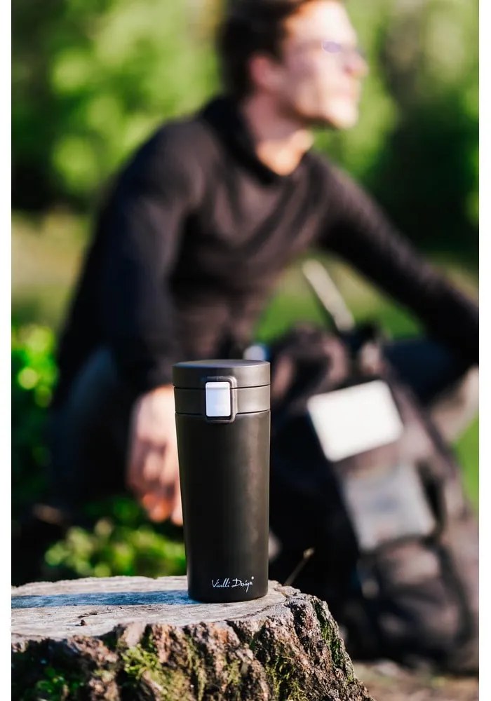 Черен термос за пътуване , 400 ml Fuori - Vialli Design