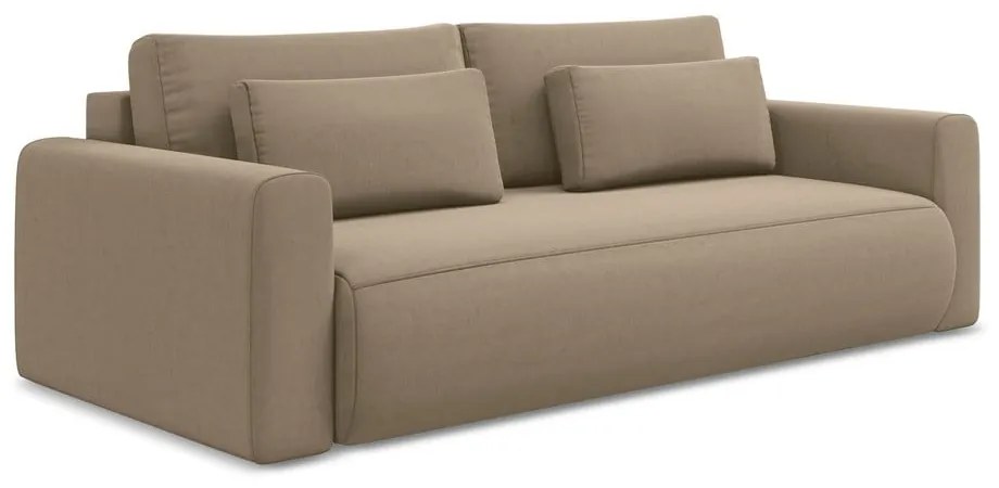 Светлокафяв кадифен разтегателен диван с място за съхранение 238 cm Kapua – Makamii