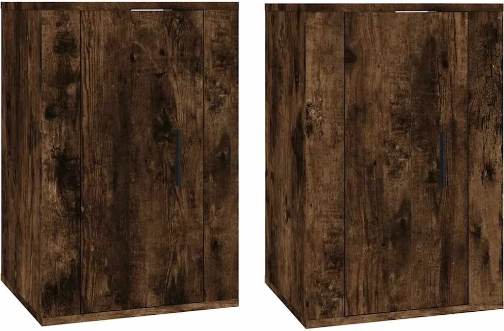 816667 vidaXL ТВ шкафове със стенен монтаж, 2 бр, опушен дъб, 40x34,5x60 см
