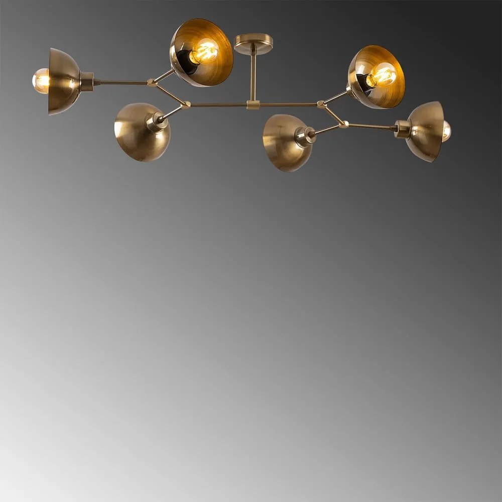 Осветително тяло за таван в златисто с метален абажур 52x102 cm Dram – Opviq lights