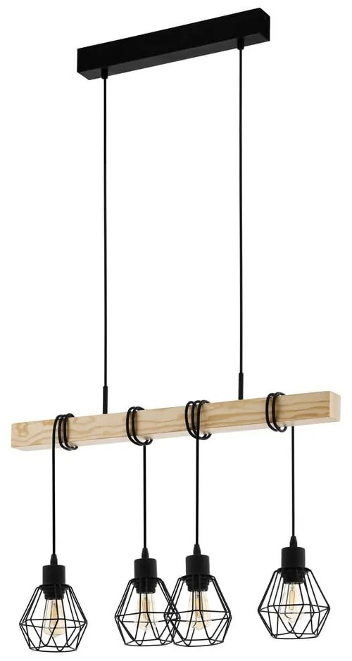 Висящо осветително тяло в черен и естествен цвят с метален абажур TOWNSHEND 5 – EGLO