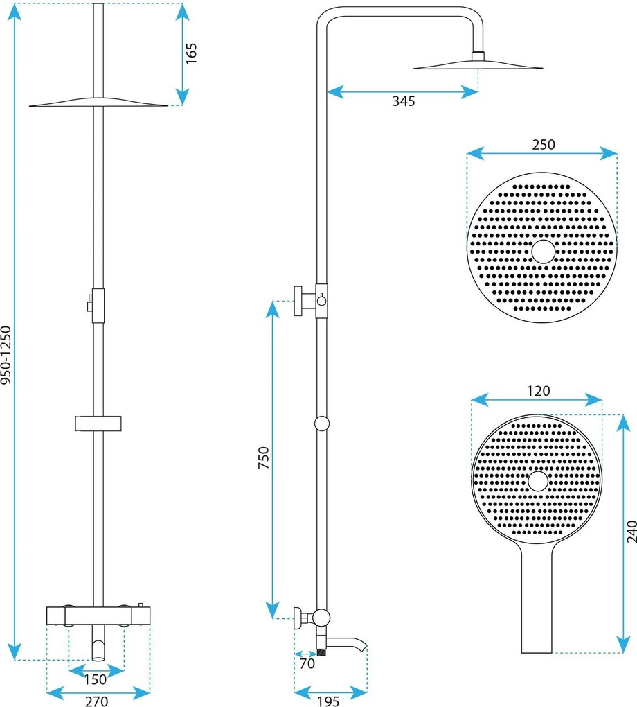 Душ система с Термостат Rea Lungo Diamond Copper Brush