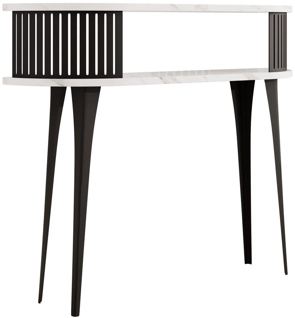 Конзолна маса Roenni-Бял мрамор - Черно