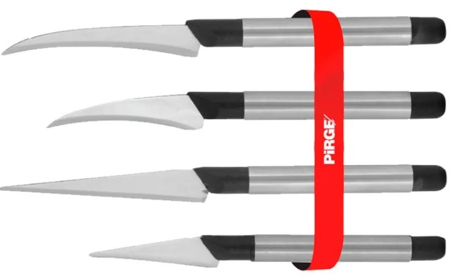 Pirge - Комплект карвинг ножове от неръждаема стомана извити 4бр. (41330)