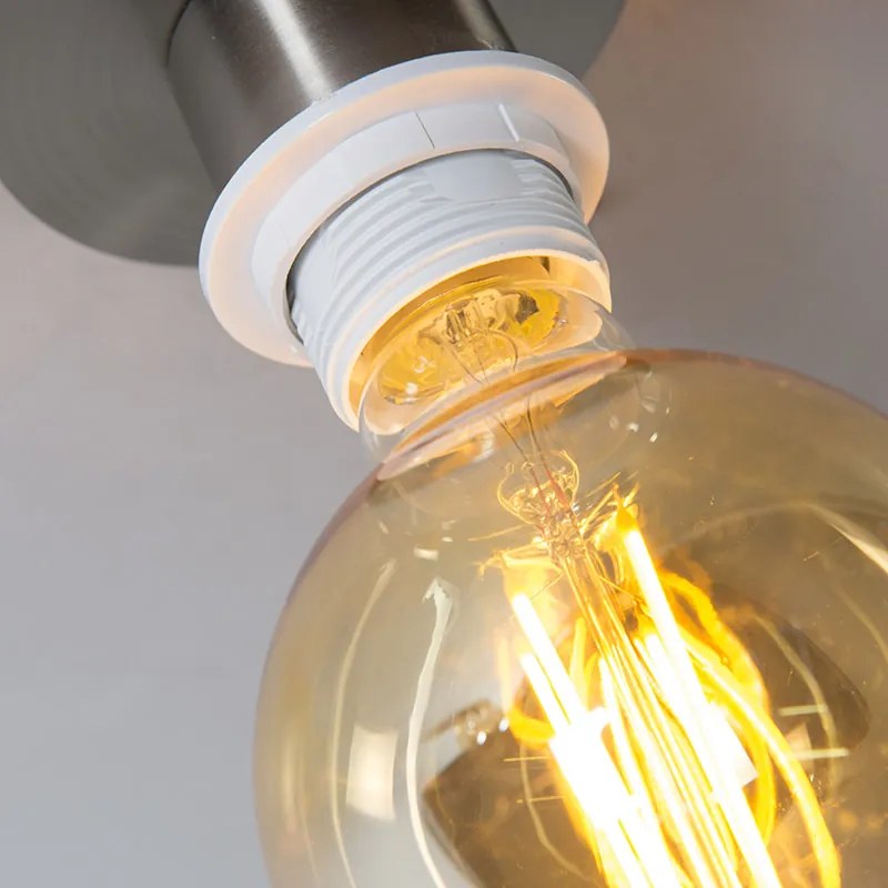 Модерна таванна лампа стомана с бял абажур 45 см - Combi