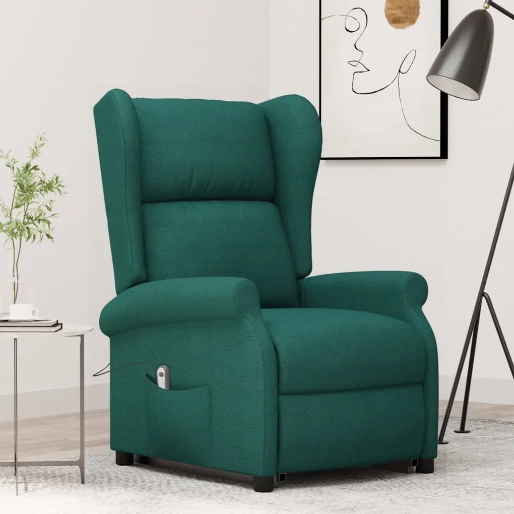 289736 vidaXL Изправящ стол, тъмнозелен, текстил