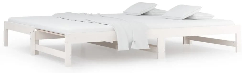820428 vidaXL Разтегателно дневно легло, без матрак, бяло, 2x(90x200) см