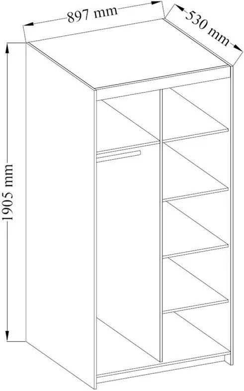 Гардероб Ester 2D1L двукрилен-Бял