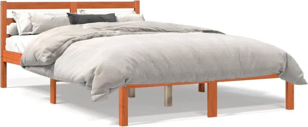 844145 vidaXL Рамка за легло без матрак, восъчнокафяв, 140x200 см, бор масив