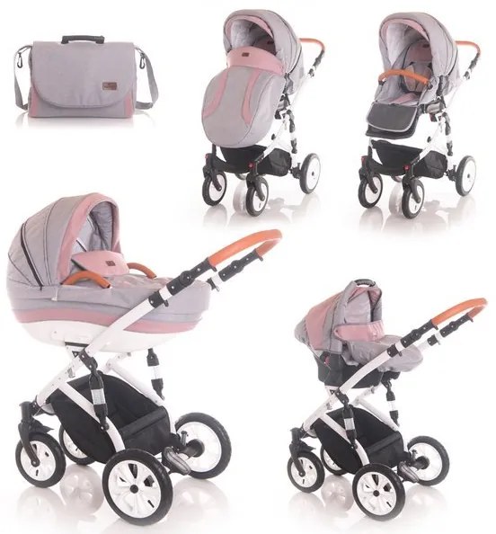 Бебешка комбинирана количка 3в1 MIA LORELLI - Pink&Grey
