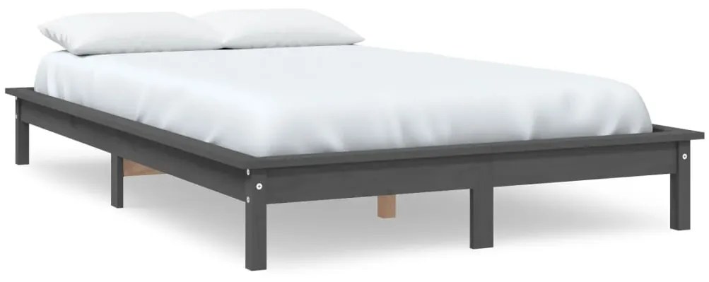 820558 vidaXL Рамка за легло, сива, бор масив, 180x200 см, Super King