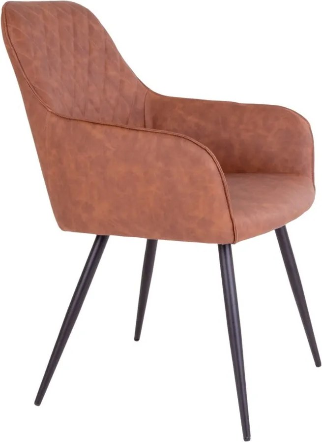 Кафяви тапицирани трапезни столове в комплект с подлакътници 2 бр. Harbo – House Nordic