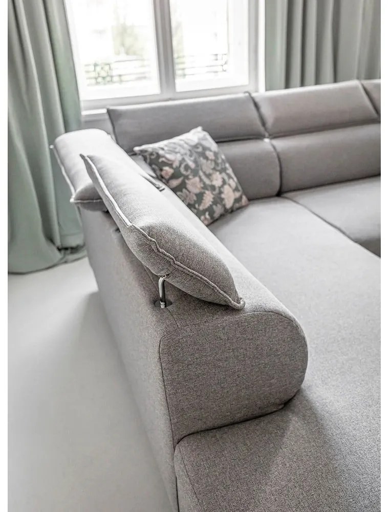 Светлосив ъглов разтегателен диван ляв ъгъл, Sweet Harmony - Miuform