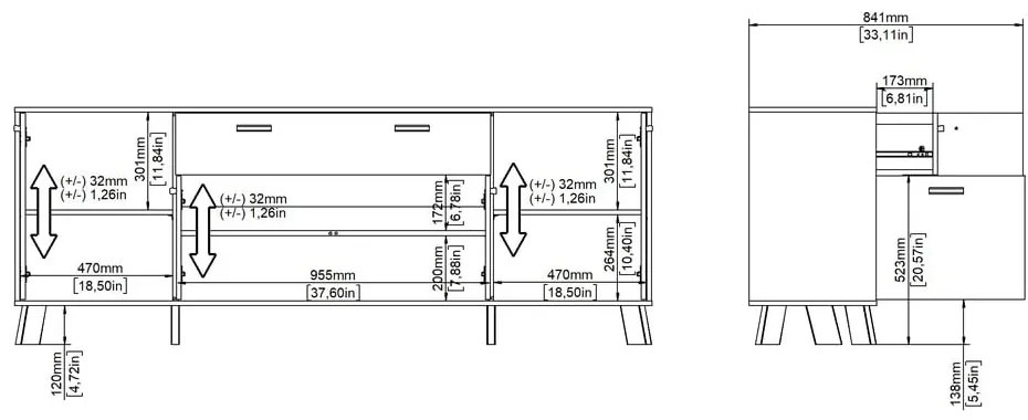Скрин от дъбов декор в бял и естествен цвят 196x73x39 cm Ikast – Tvilum