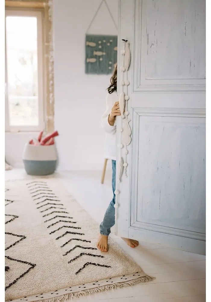 Кремав ръчно изработен памучен килим подходящ за пране 170x240 cm Bereber Rhombs – Lorena Canals