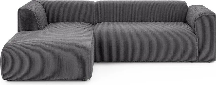 Тъмносив ъглов диван от рипсено кадифе (ляв ъгъл) Merid – Ropez