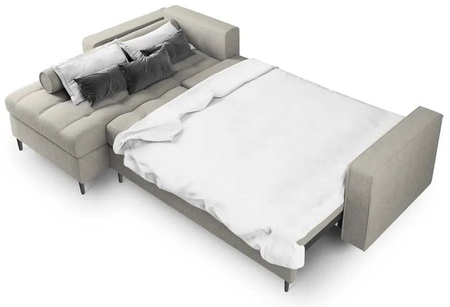 Светлосив ъглов разтегателен диван , ляв ъгъл Santo - Milo Casa