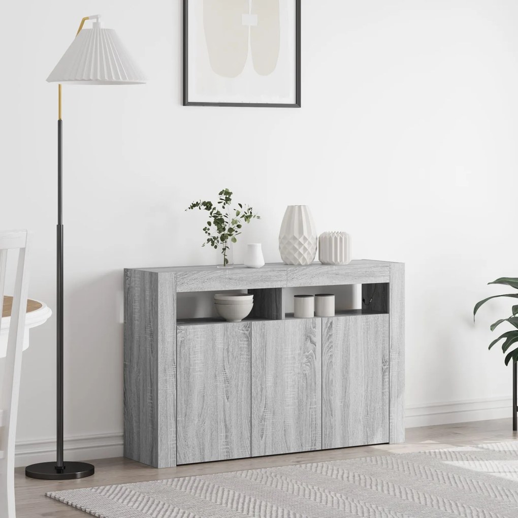 Sonata H страничен шкаф Сив соснов Инженерно дърво 116 x 30 x 75 см