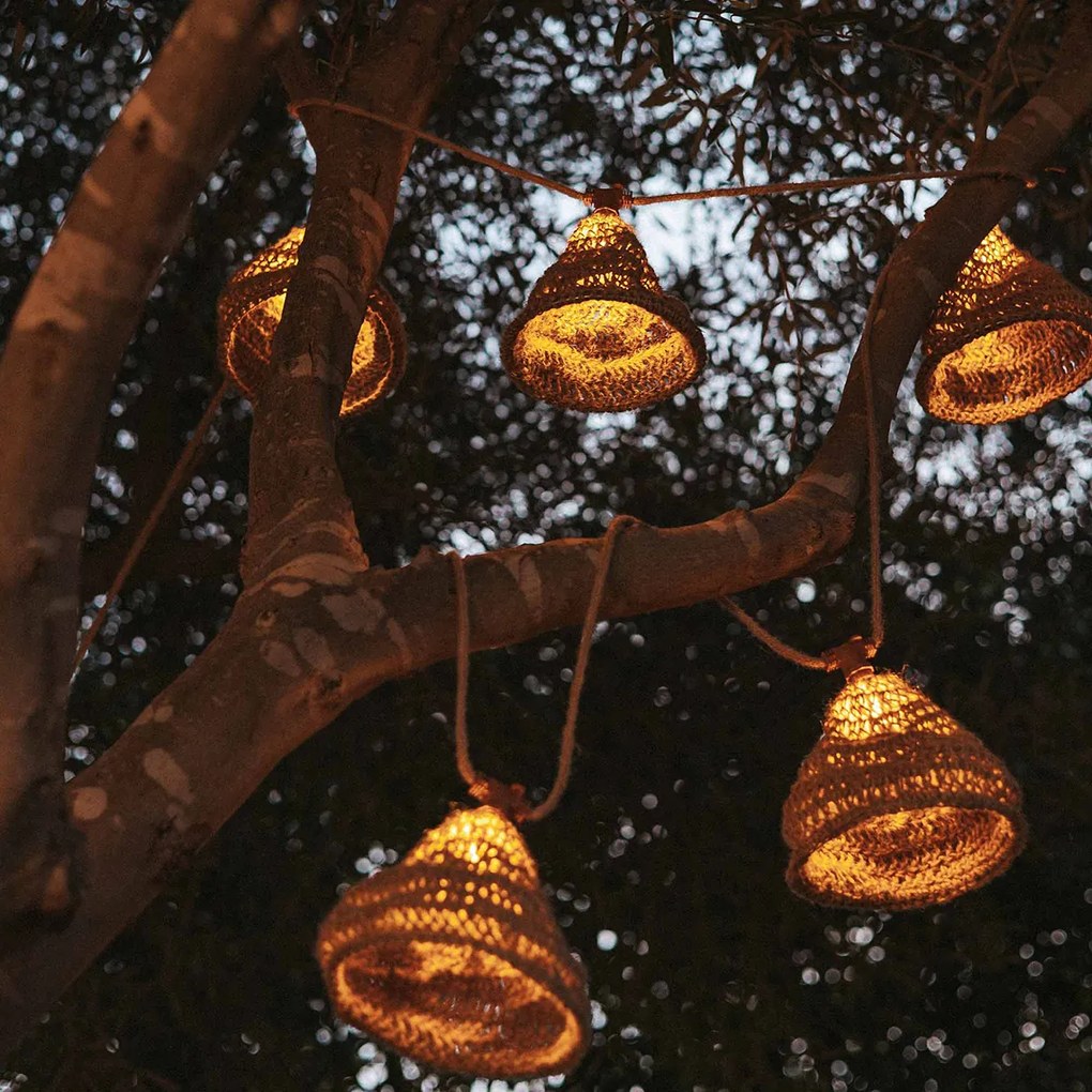 Кабели с крушки кафяви 8м вкл. LED 10 крушки IP44 соларни акумулаторни - Maro