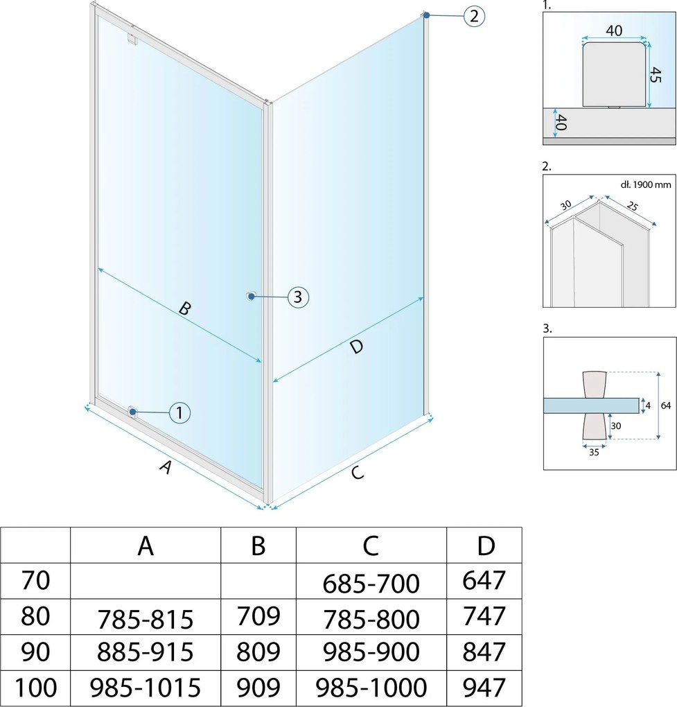 Душ кабина Rea Primo Swing 100x90 Chrome