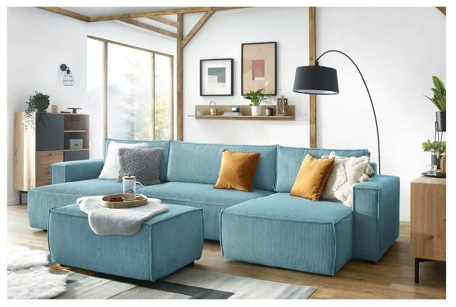 Табуретка от рипсено кадифе в цвят мента Nihad – Bobochic Paris