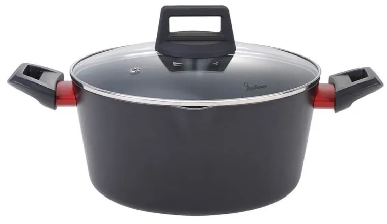 Тенджера Luigi Ferrero Rosso FR-2095 20x9.5cm, 2.2л, Незалепващо покритие, Стъклен капак с отвор за пара, Индукция, Черен