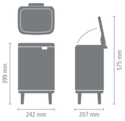 Кош за боклук Brabantia Bo Small Hi 1006645, 7 л, Повдигнат, Плавно и безшумно отваряне, Противоплъзгаща основа, Черен
