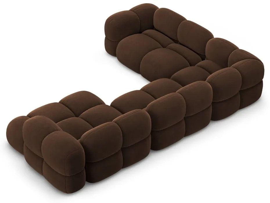 Тъмнокафяв кадифен ъглов диван (ляв ъгъл/U форма) Loretto – Cosmopolitan Design